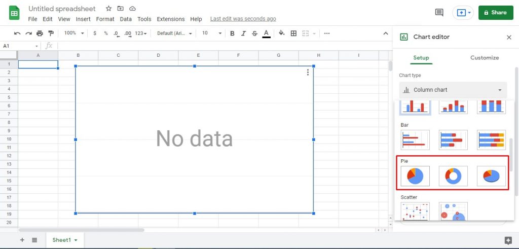 pie chart google sheets