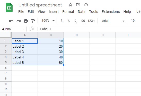 create pie chart google sheet