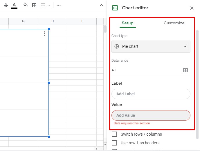 create pie chart in google sheets